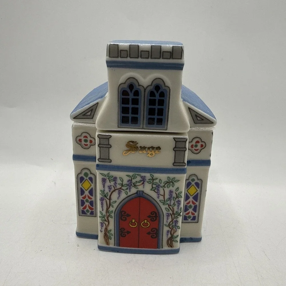 Lenox CANTERBURY CROSSING Spice Village Jar SAGE Never Used